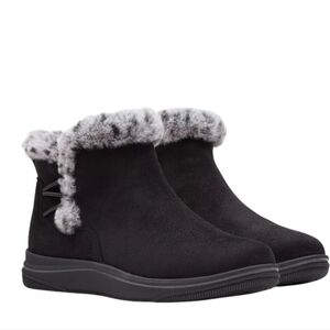 Clark's Breeze Fur Cloudsteppers Ankle Boots, Black, Size 6